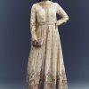 Cream Tissue Anarkali Suit With Delicate Resham Embroidery