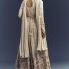 Cream Tissue Anarkali Suit With Delicate Resham Embroidery