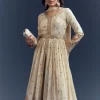 Cream Tissue Anarkali Suit With Delicate Resham Embroidery
