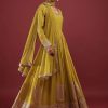 Lime Green Anarkali Suit In Georgette With Multicolored Resham And Zari Embroidered Mughal Design