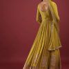 Lime Green Anarkali Suit In Georgette With Multicolored Resham And Zari Embroidered Mughal Design