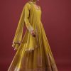 Lime Green Anarkali Suit In Georgette With Multicolored Resham And Zari Embroidered Mughal Design