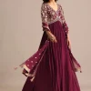 20094-wine-embroidered-georgette-anarkali-suit-1.webp Wine Embroidered Georgette Anarkali Suit