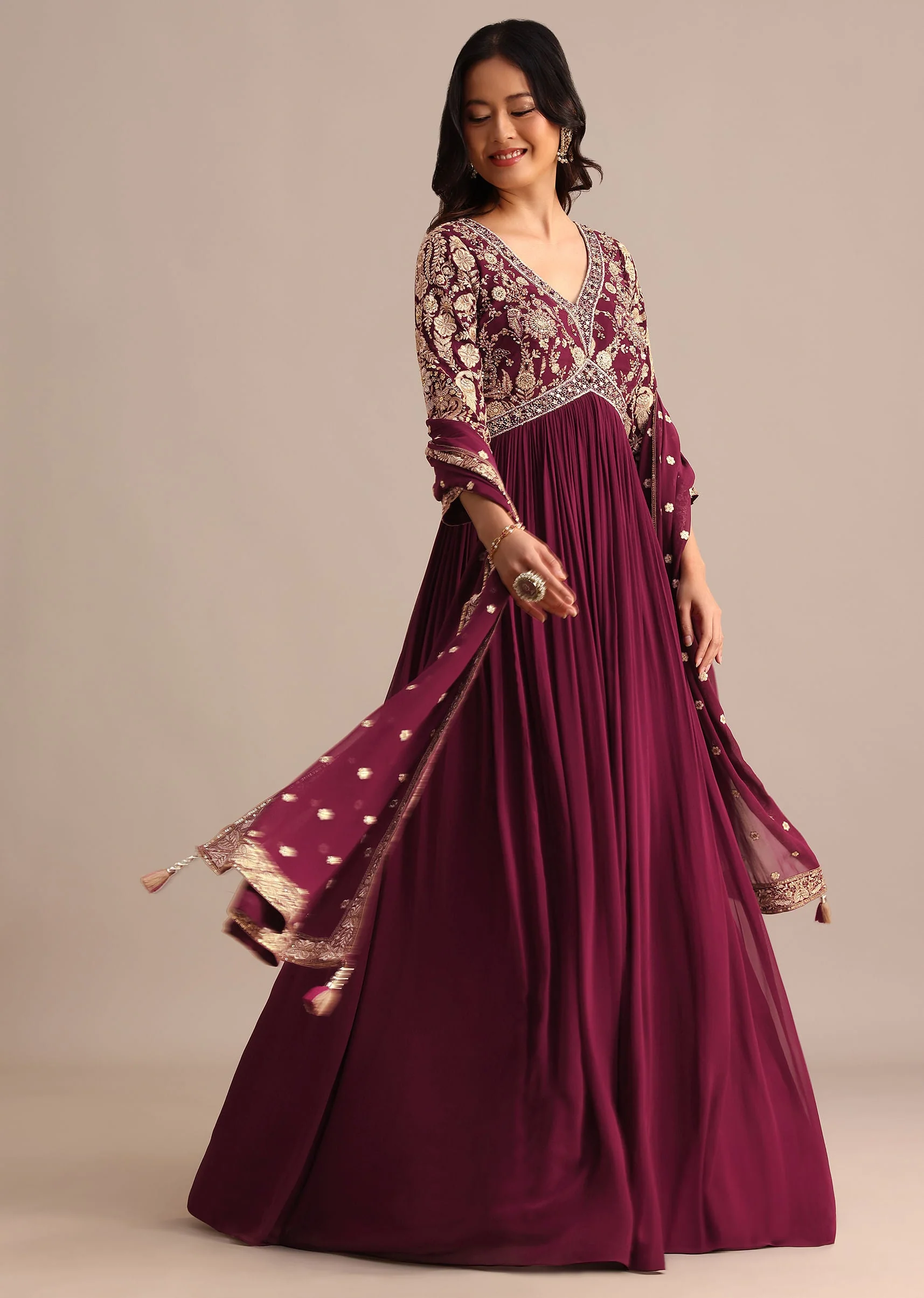 20094-wine-embroidered-georgette-anarkali-suit-1.webp Wine Embroidered Georgette Anarkali Suit
