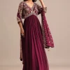 20094-wine-embroidered-georgette-anarkali-suit-3.webp Wine Embroidered Georgette Anarkali Suit