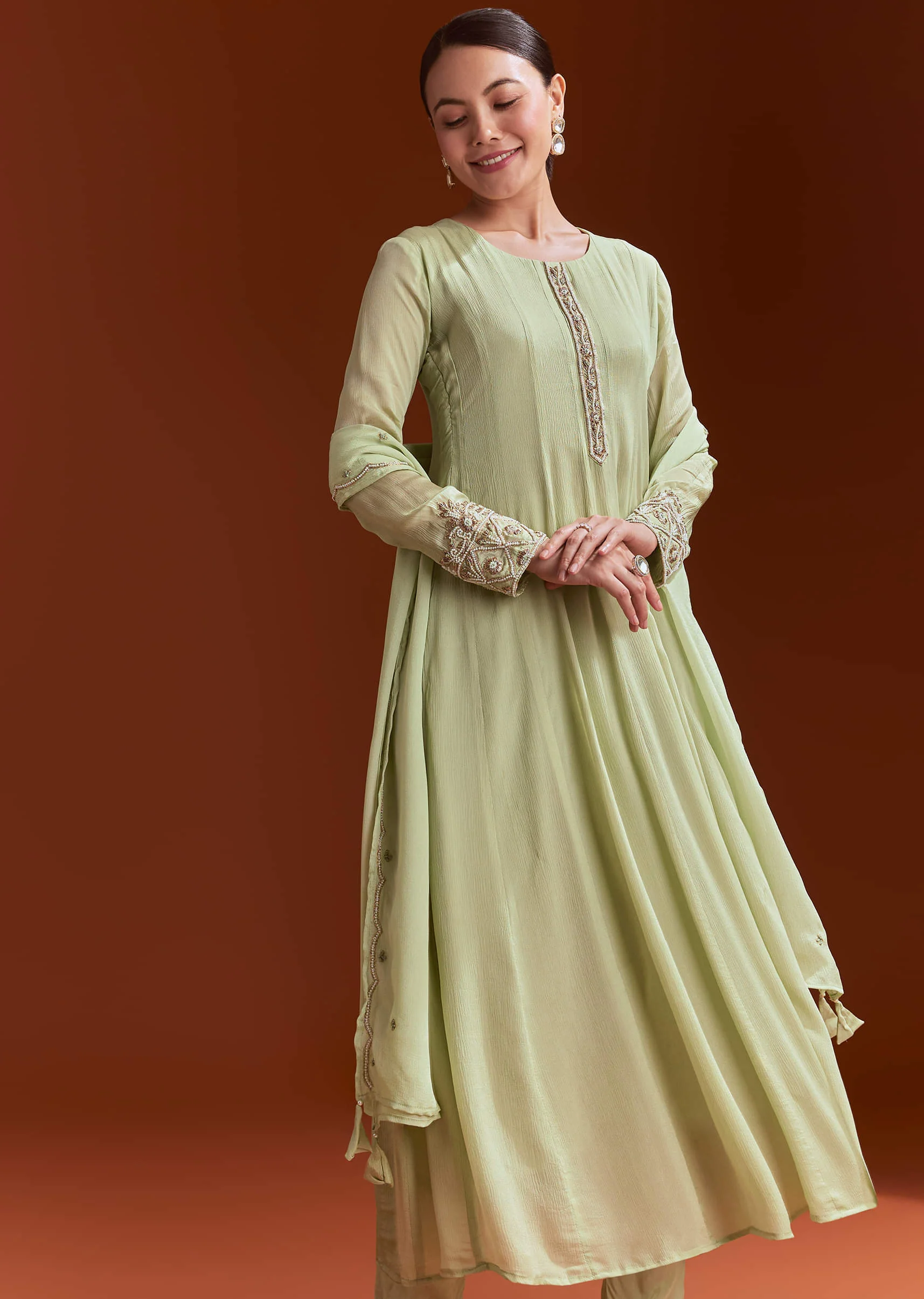 20106-pista-green-chinon-anarkali-suit-with-beads-and-stone-work-1.webp Pista Green Chinon Anarkali Suit With Beads And Stone Work