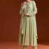 Pista Green Chinon Anarkali Suit With Beads And Stone Work