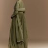 Mehendi Green Mirror Work Anarkali with Dupatta