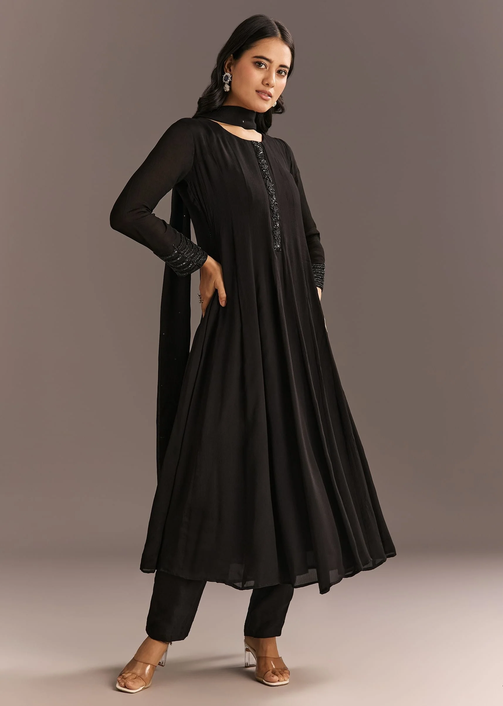 20169-black-chinon-beaded-sequin-anarkali-pant-with-dupatta-1.webp Black Chinon Beaded Sequin Anarkali Pant With Dupatta