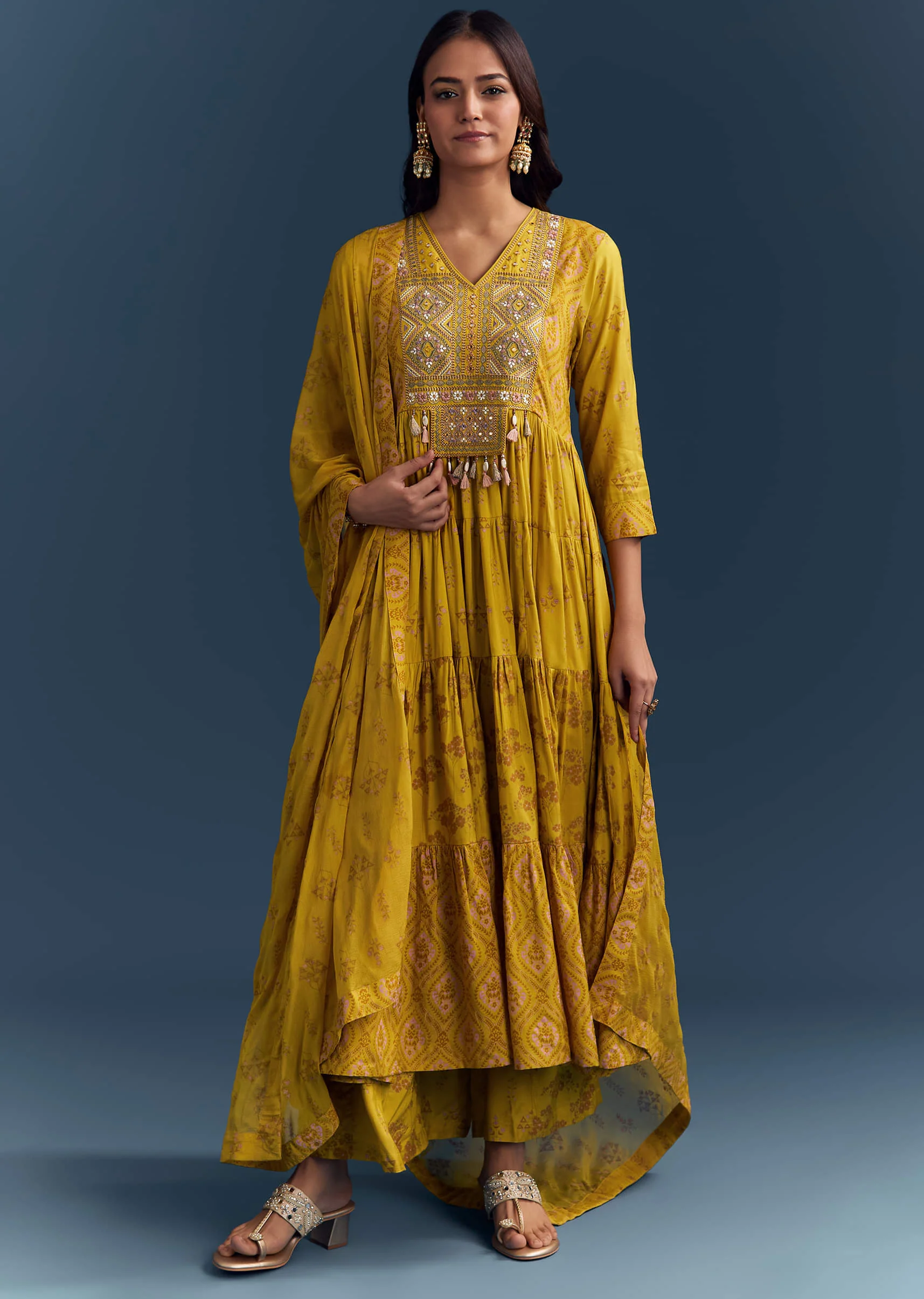 20181-yellow-cotton-printed-anarkali-suit-with-mirror-and-thread-embroidery-1.webp Yellow Cotton Printed Anarkali Suit With Mirror And Thread Embroidery
