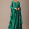 Green Sequin Work Anarkali Set With Embroidered Belt And Dupatta