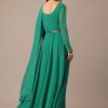 Green Sequin Work Anarkali Set With Embroidered Belt And Dupatta