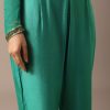 Green Sequin Work Anarkali Set With Embroidered Belt And Dupatta