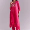 Pink Chinon Anarkali Suit With Moti And Resham Embroidery