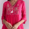 Pink Chinon Anarkali Suit With Moti And Resham Embroidery