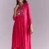 Pink Chinon Anarkali Suit With Moti And Resham Embroidery