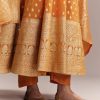 Orange Jacquard Anarkali Suit With Woven Brocade Dupatta