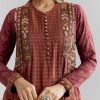 Brown Silk Anarkali Suit With Indie Print And Embroidery