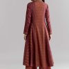 Brown Silk Anarkali Suit With Indie Print And Embroidery