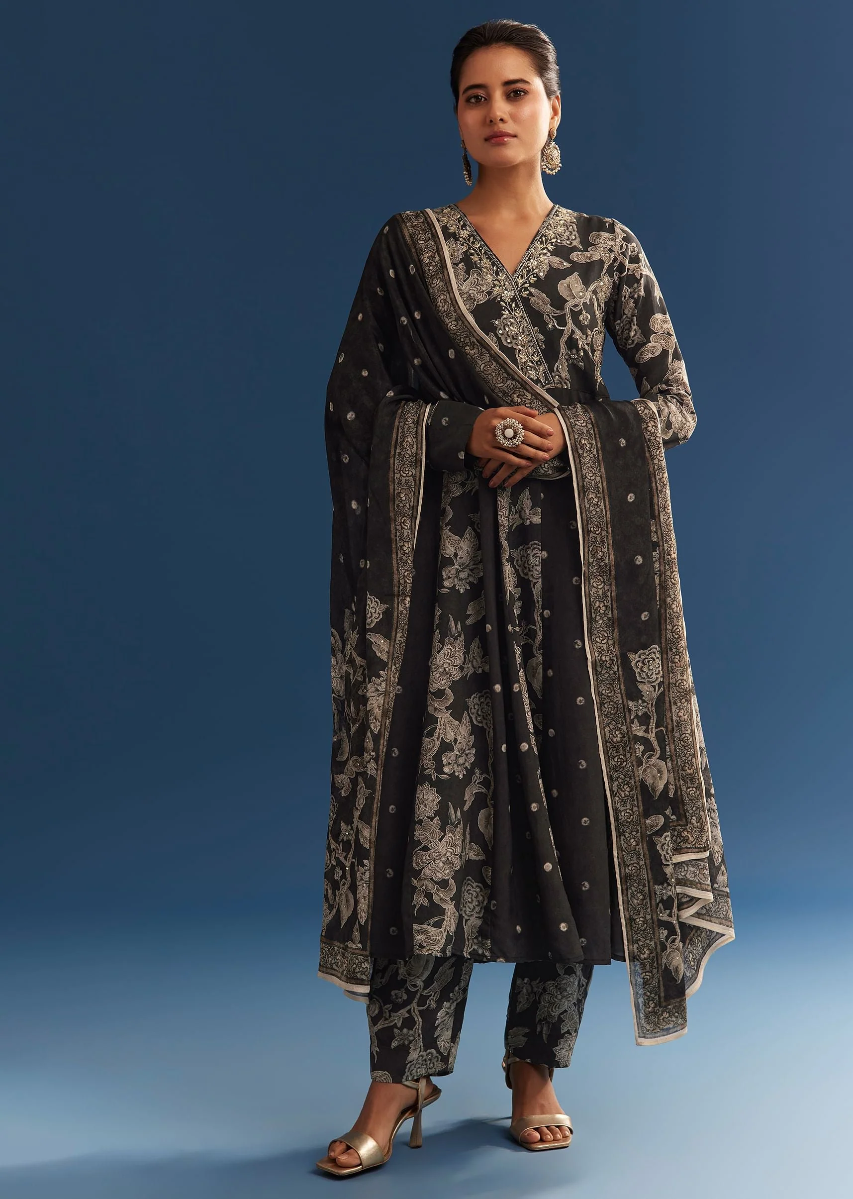 20244-black-floral-printed-crepe-anarkali-set-with-embroidered-neckline-1.webp Black Floral Printed Crepe Anarkali Set With Embroidered Neckline