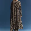 Black Floral Printed Crepe Anarkali Set With Embroidered Neckline