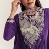 Purple Dola Silk Anarkali With Silver Zardosi And Choker Dupatta