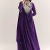 Purple Dola Silk Anarkali With Silver Zardosi And Choker Dupatta