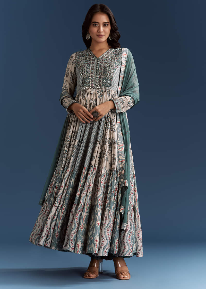 20268-off-white-blue-printed-muslin-anarkali-with-dupatta-1.jpg Off White Blue Printed Muslin Anarkali With Dupatta