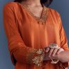 Orange Silk Anarkali Suit With Sequins And Cutdana Work
