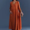 Orange Silk Anarkali Suit With Sequins And Cutdana Work