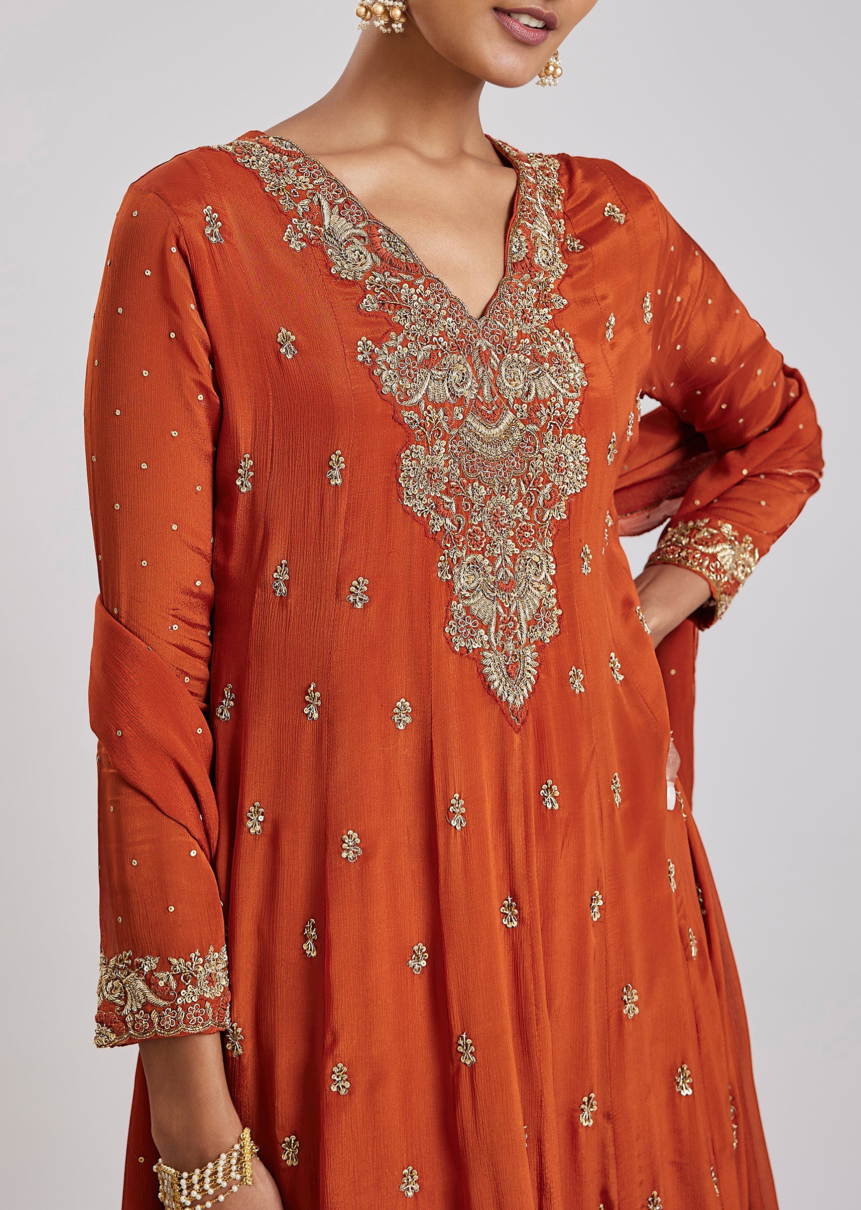 Orange Zardosi Anarkali