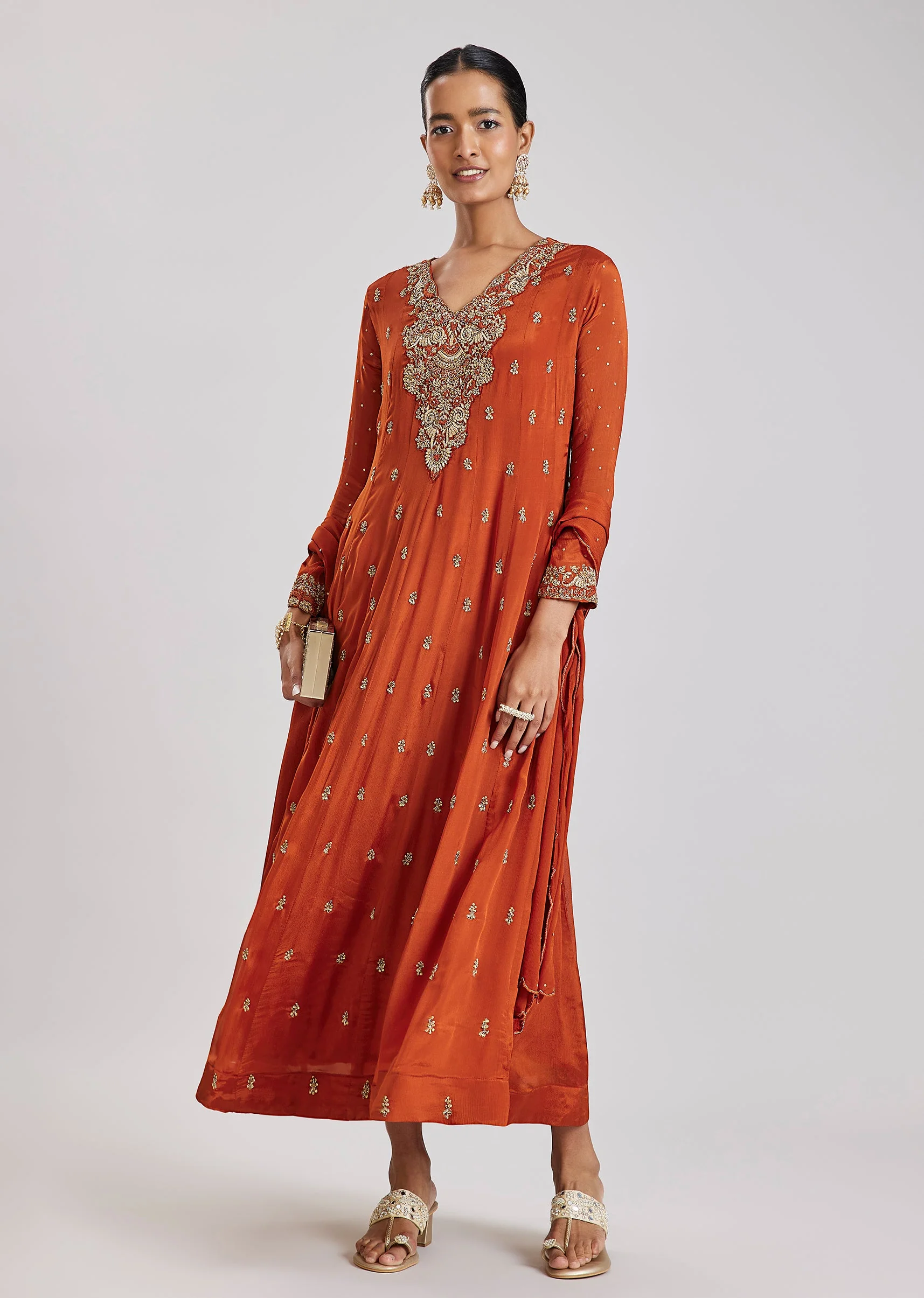 Orange Zardosi Anarkali