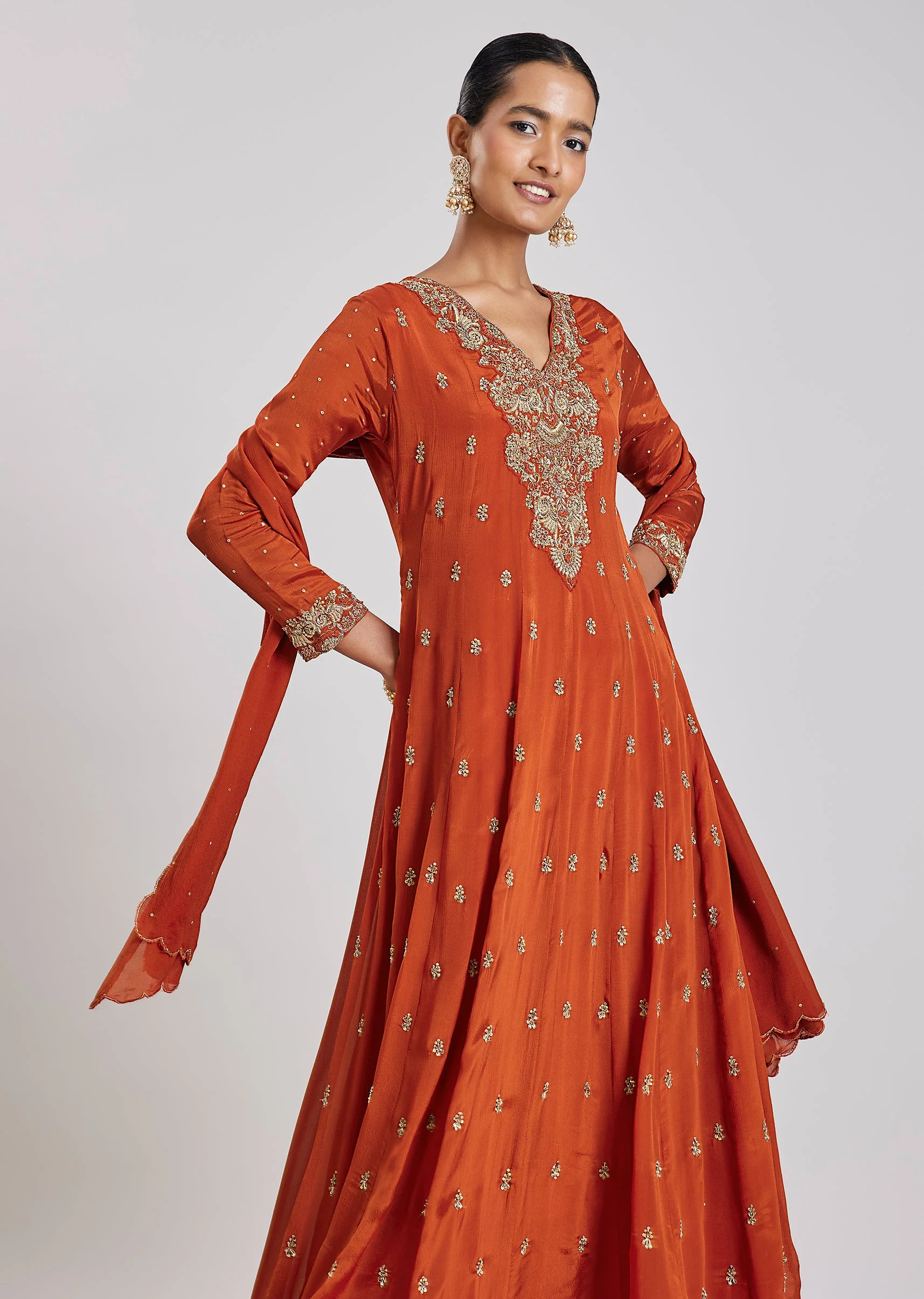Orange Zardosi Anarkali