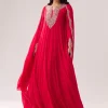 Pink Anarkali With Cutdana Work On Yoke And Sleeves