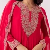 Pink Anarkali With Cutdana Work On Yoke And Sleeves