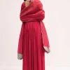 Pink Embroidered Chiffon Anarkali With Tissue Dupatta