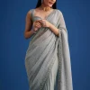 Grey Sequins Saree With Scalloped Embroidered Border