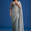 Grey Sequins Saree With Scalloped Embroidered Border