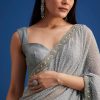 Grey Sequins Saree With Scalloped Embroidered Border
