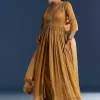 Mustard Yellow Zardosi Embroidered Anarkali Dupatta Set