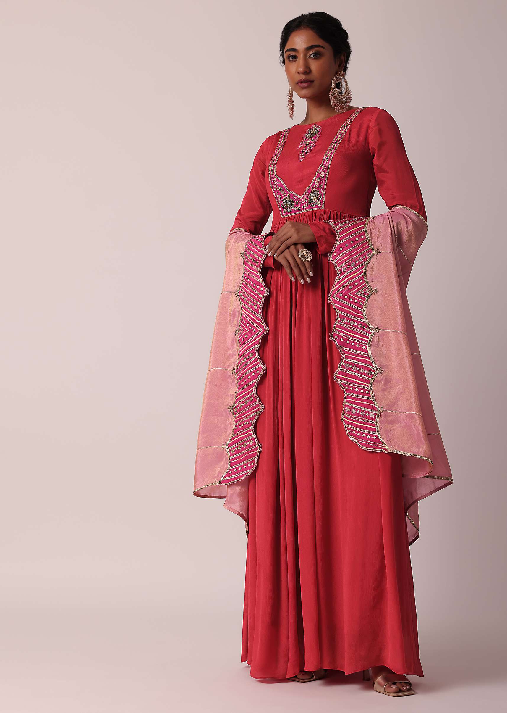 20424-red-embroidered-anarkali-with-tissue-dupatta-1.jpg Red Embroidered Anarkali With Tissue Dupatta