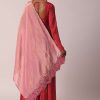 Red Embroidered Anarkali With Tissue Dupatta