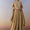 Brown Slit Anarkali Set with Cutdana Work