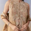 Brown Slit Anarkali Set with Cutdana Work