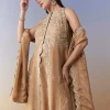 Brown Slit Anarkali Set with Cutdana Work