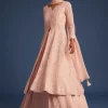 20456-peach-pink-organza-kurta-set-with-chinon-skirt-1.webp Peach Pink Organza Kurta Set With Chinon Skirt