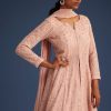 20456-peach-pink-organza-kurta-set-with-chinon-skirt-2.jpg Peach Pink Organza Kurta Set With Chinon Skirt