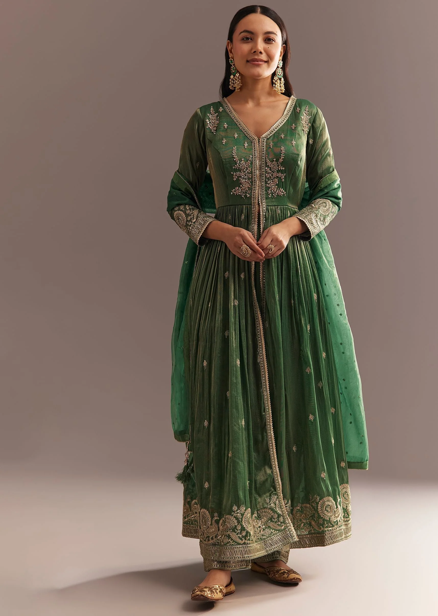 20468-green-tissue-embroidered-anarkali-pant-with-organza-dupatta-1.webp Green Tissue Embroidered Anarkali Pant With Organza Dupatta