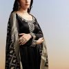 Black Embroidered Crush Satin Anarkali Set