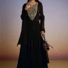 Black Georgette Anarkali Suit With Zari And Sequins Work